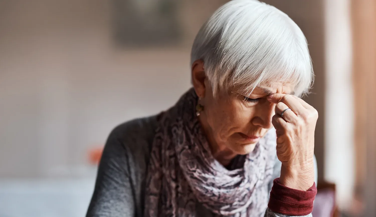 Lady suffering from COVID anxiety Lady suffering from COVID anxiety